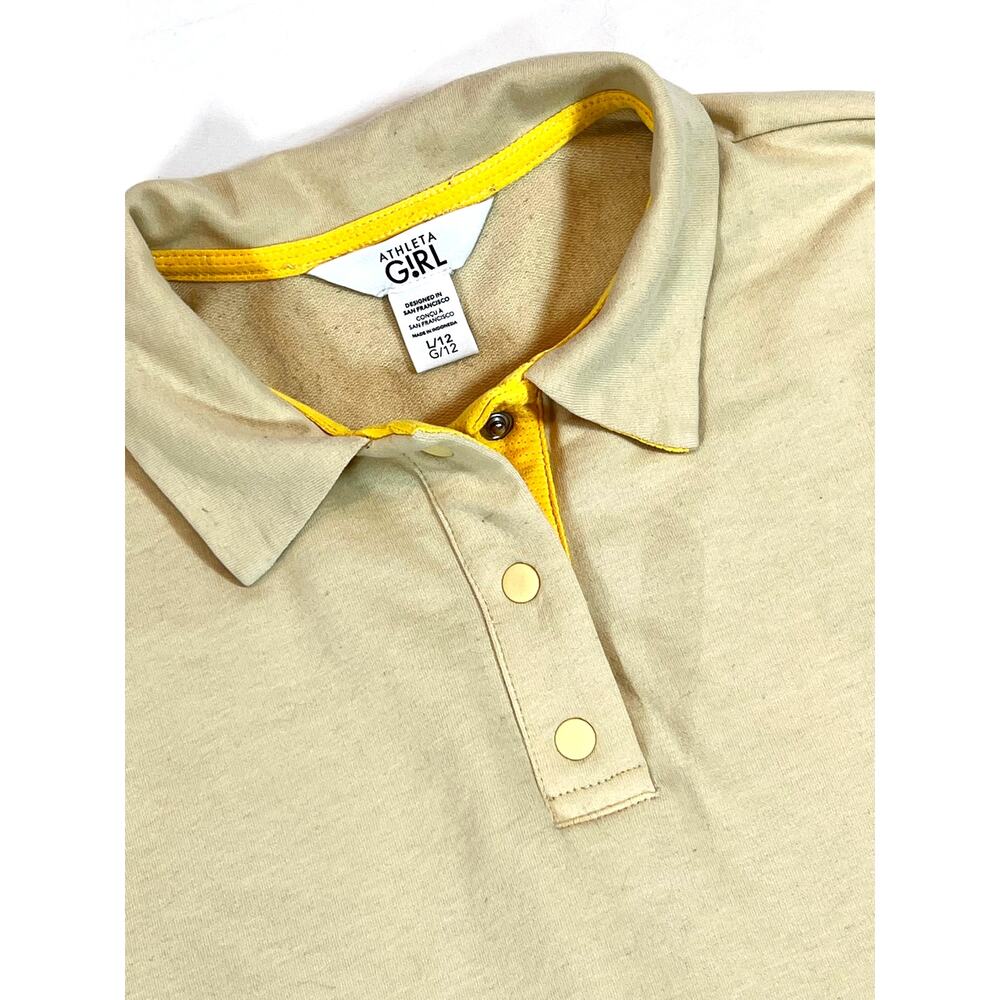 Athleta Girl Retrochill Oversized Cropped Polo Shirt - Yellow Accent L (12)